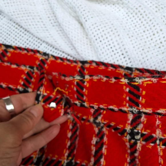 Evan Piccone red boucle vintage kick pleat skirt 8-12 - Picture 16 of 16
